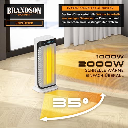 Brandson - Heizlüfter mit Fernbedienung - Preisträger - energiesparend leise Keramik-Heizlüfter Badezimmer - Oszillationsfunktion - Timer - Heizung Heater - GS zertifiziert – Bild 3