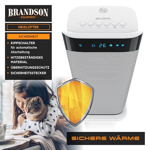 Brandson - Heizlüfter mit Fernbedienung - Preisträger - energiesparend leise Keramik-Heizlüfter Badezimmer - Oszillationsfunktion - Timer - Heizung Heater - GS zertifiziert – Bild 6