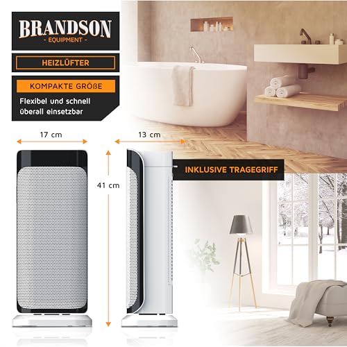 Brandson - Heizlüfter mit Fernbedienung - Preisträger - energiesparend leise Keramik-Heizlüfter Badezimmer - Oszillationsfunktion - Timer - Heizung Heater - GS zertifiziert – Bild 7
