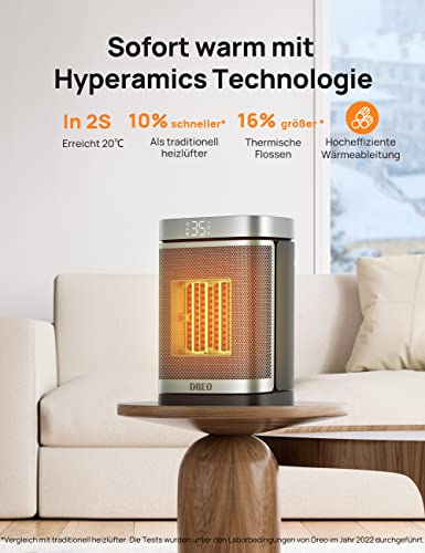 Dreo Heizlüfter Energiesparend Leise, 1500W Heizung Elektrisch mit Fernbedienung, 70° Oszillierend Elektroheizung, 12-Std-Timer, 3 Modus 3 Geschwindigkeit, PTC Keramik Heizlüfter Klein, Atom One – Bild 2