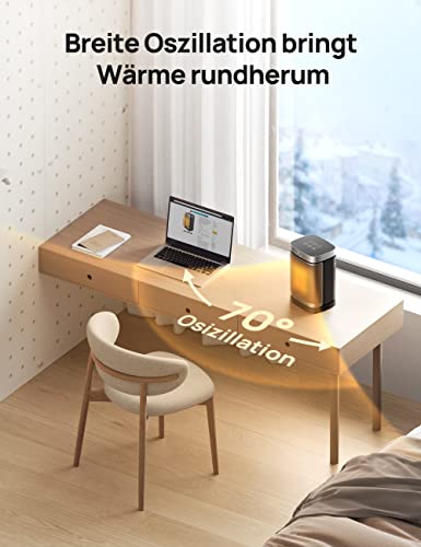 Dreo Heizlüfter Energiesparend Leise, 1500W Heizung Elektrisch mit Fernbedienung, 70° Oszillierend Elektroheizung, 12-Std-Timer, 3 Modus 3 Geschwindigkeit, PTC Keramik Heizlüfter Klein, Atom One – Bild 5
