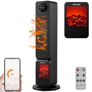 Heizlüfter mit Kaminillusion energiesparend Oszillierend Überhitzungsschutz 2000 Watt 2 Stufen Über Smartphone steuerbar mit Tuya App Heizlüfter Leise mobile Heizung Elektroheizung Miniheizung Heater