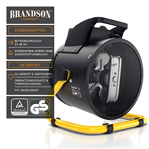 Brandson - Heizlüfter 3000 Watt - Keramik Heizstrahler - Bauheizer Bautrockner - Turbo Elektroheizgebläse mit Überhitzungsschutz - extra Stark - 2 Heizstufen - für Baustelle Haus Werkstatt Garage – Bild 3