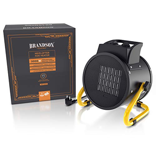 Brandson - Heizlüfter 3000 Watt - Keramik Heizstrahler - Bauheizer Bautrockner - Turbo Elektroheizgebläse mit Überhitzungsschutz - extra Stark - 2 Heizstufen - für Baustelle Haus Werkstatt Garage – Bild 7