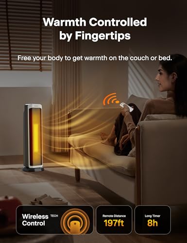 PELONIS 2 in 1 Elektrische Raumheizung 2000W mit Fernbedienung, energieeffiziente, tragbare Keramikheizung, 75° Oszillation, einstellbarer Thermostat, Kipp- und Überhitzungsschutz – Bild 9