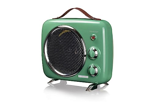Ariete 808 Vintage Heizlüfter, kalt und warm, regelbares Thermostat, Tragegriff, 2000 W, grün