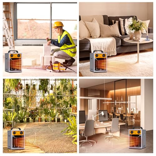 SIAL 2KW Industrie Heizgebläse -Elektroheizer Heizlüfter - Bauheizer Bautrockner - Industrielle Heizstrahler mit 3 Heizstufen - Für Garagen, Werkstätten, Baustellen - DA2 - Silber – Bild 6
