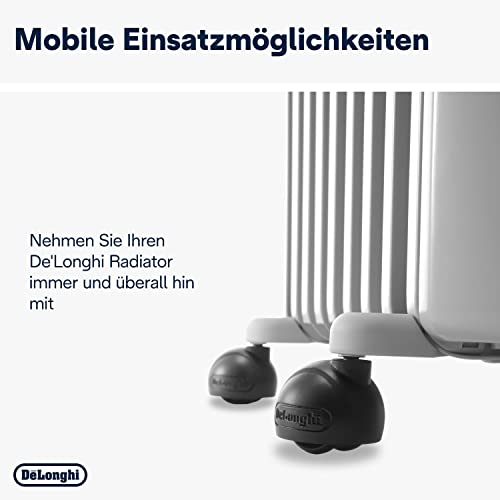 De'Longhi Radiator RadiaS TRRS0715, stufenlose Temperaturregelung, 1500 W Heizleistung, mobil dank Tragegriffen und vormontierten Rollen – Bild 6
