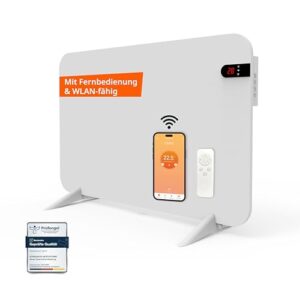 Könighaus 450W Smart 𝗗𝘂𝗮𝗹-𝗜𝗻𝗳𝗿𝗮𝗿𝗼𝘁𝗵𝗲𝗶𝘇𝘂𝗻𝗴 𝐕𝟐 - Standgerät/Wandmontage - WLAN App-Steuerung mit Fernbedienung - inkl. Handtuchhalter, Standfüße & Befestigungsmaterial Farbe: Weiß