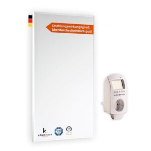 Könighaus Infrarotheizung 1000 Watt - Eco Modell - Energiesparende Infrarot Wandheizung - TÜV SÜD - Elektroheizung mit Überhitzungsschutz - inkl. Thermostat