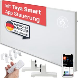 Heidenfeld Infrarotheizung HF-HP140 | 300 Watt bis 10 m² | 3in1 Steuerung via App | Fernbedienung | Touch-Bedienfeld | Mobile Elektroheizung | Infrarot Heizkörper mit Thermostat (HF-HP140 300 Watt)