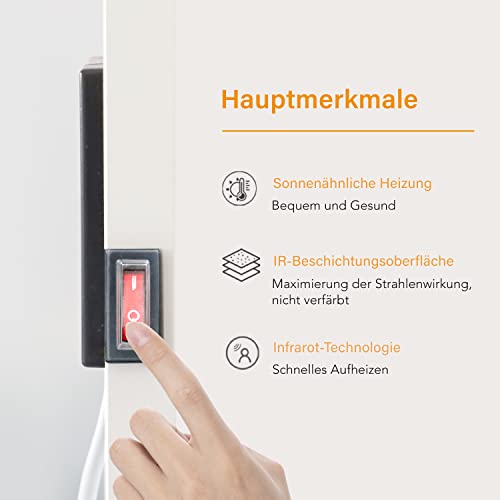 Byecold Infrarotheizung Standgerät Standfüßen 300 Watt, Infrarot Elektroheizung, Heizkörper Heizplatte Heizpaneel, Energiesparend Überhitzungsschutz – Bild 4