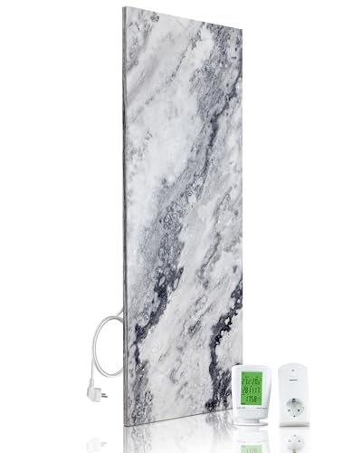 Marwona Naturstein Infrarotheizung 800 Watt mit Digitalthermostat I Energiesparende Infrarot Wandheizung I 5 Jahre Garantie I Made in Germany I Qarama 800 Watt
