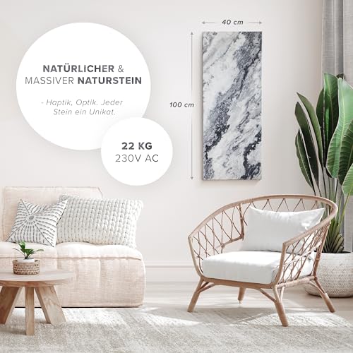 Marwona Naturstein Infrarotheizung 800 Watt mit Digitalthermostat I Energiesparende Infrarot Wandheizung I 5 Jahre Garantie I Made in Germany I Qarama 800 Watt – Bild 2