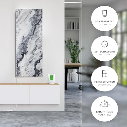 Marwona Naturstein Infrarotheizung 800 Watt mit Digitalthermostat I Energiesparende Infrarot Wandheizung I 5 Jahre Garantie I Made in Germany I Qarama 800 Watt – Bild 4