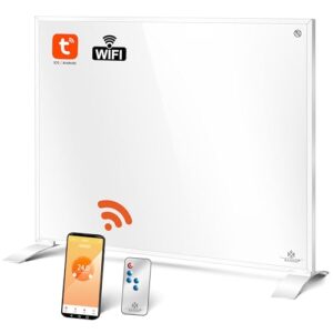 KESSER® Infrarotheizung Energiesparend Infrarot Standgerät & Wandmontage Elektroheizung 350W mit Fernbedienung Thermostat & App-Steuerung Elektrisch Heizpaneel Heizung Konvektor Standfüße