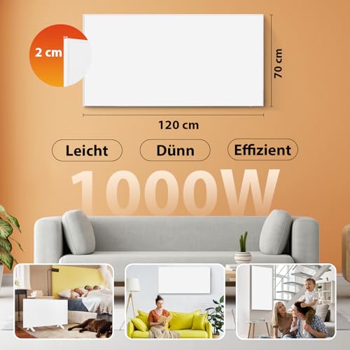Infrarotheizung WiFi-Steuerung 1000 W – Bodenstehend, an der Wand montiert, Infrarot-Heizung energiesparend, mit Fernbedienungsthermostat – Bild 5