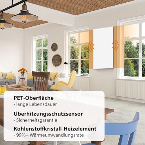 Infrarotheizung WiFi-Steuerung 1000 W – Bodenstehend, an der Wand montiert, Infrarot-Heizung energiesparend, mit Fernbedienungsthermostat – Bild 6