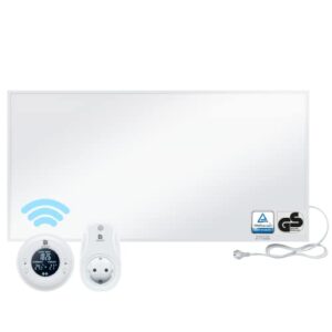 BR Bringer Infrarotheizung 1200 Watt - mit Thermostat und Fernbedienung - Infrarot Elektroheizung Energiesparend - 5 Jahre Garantie, TÜV GS - Deutsche Qualitätsmarke (weiß)