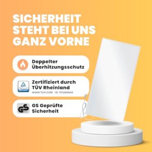 Alternative view of BR Bringer Infrarotheizung 1200 Watt - mit Thermostat und Fernbedienung - Infrarot Elektroheizung Energiesparend - 5 Jahre Garantie, TÜV GS - Deutsche Qualitätsmarke (weiß)