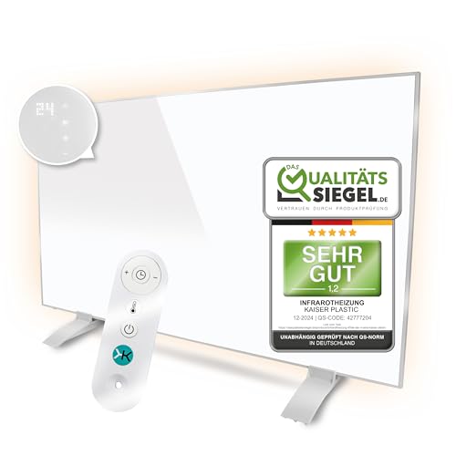 KAISER Infrarotheizung Wandheizung Deckenmontage mit Thermostat Heizpaneel mit Fernbedienung Elektroheizkörper mit LCD Display Infrarotheizung Standgerät inkl. Füße Infrarotheizung Bad (450 Watt)