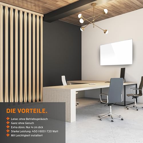 KAISER Infrarotheizung Wandheizung Deckenmontage mit Thermostat Heizpaneel mit Fernbedienung Elektroheizkörper mit LCD Display Infrarotheizung Standgerät inkl. Füße Infrarotheizung Bad (450 Watt) – Bild 3