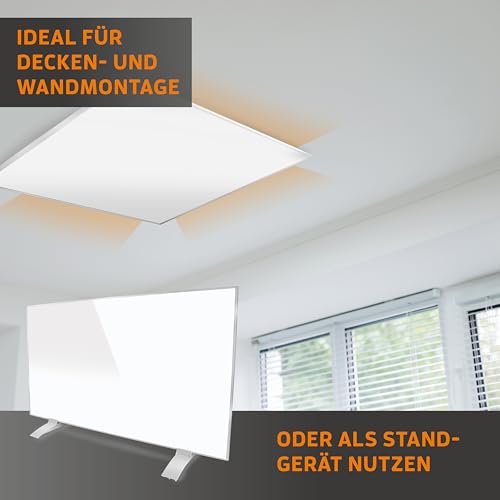KAISER Infrarotheizung Wandheizung Deckenmontage mit Thermostat Heizpaneel mit Fernbedienung Elektroheizkörper mit LCD Display Infrarotheizung Standgerät inkl. Füße Infrarotheizung Bad (450 Watt) – Bild 5