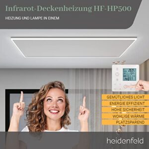 Alternative view of Heidenfeld Infrarotheizung HF-HP500 mit Licht | 𝟭𝟬 𝐉𝐀𝐇𝐑𝐄 𝐆𝐀𝐑𝐀𝐍𝐓𝐈𝐄 - LED Rahmen - Infrarot Deckenheizung mit Thermostat - Deutsche Qualitätsmarke - Fernbedienung (800 Watt Wechselbar)