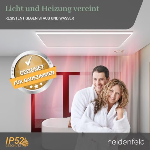 Heidenfeld Infrarotheizung HF-HP500 mit Licht | đđŹ đđđđđ đđđđđđđđ - LED Rahmen - Infrarot Deckenheizung mit Thermostat - Deutsche QualitĂ€tsmarke - Fernbedienung (800 Watt Wechselbar) â Bild 4
