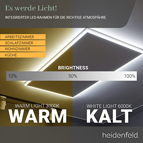 Heidenfeld Infrarotheizung HF-HP500 mit Licht | đđŹ đđđđđ đđđđđđđđ - LED Rahmen - Infrarot Deckenheizung mit Thermostat - Deutsche QualitĂ€tsmarke - Fernbedienung (800 Watt Wechselbar) â Bild 5