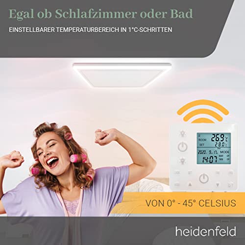 Heidenfeld Infrarotheizung HF-HP500 mit Licht | đđŹ đđđđđ đđđđđđđđ - LED Rahmen - Infrarot Deckenheizung mit Thermostat - Deutsche QualitĂ€tsmarke - Fernbedienung (800 Watt Wechselbar) â Bild 6