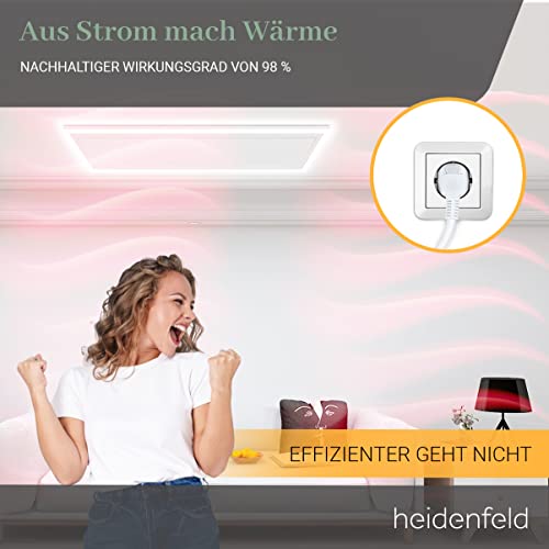 Heidenfeld Infrarotheizung HF-HP500 mit Licht | đđŹ đđđđđ đđđđđđđđ - LED Rahmen - Infrarot Deckenheizung mit Thermostat - Deutsche QualitĂ€tsmarke - Fernbedienung (800 Watt Wechselbar) â Bild 8