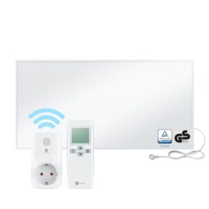 BR Bringer Infrarotheizung 1200 Watt - mit Smart Thermostat und Fernbedienung - Infrarot Elektroheizung Energiesparend - 5 Jahre Garantie, TÜV GS - Deutsche Qualitätsmarke (weiß)
