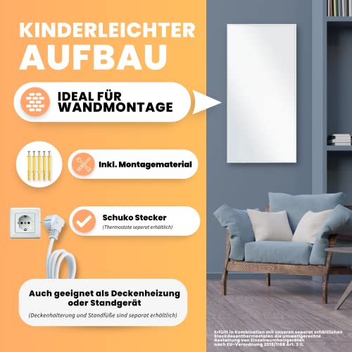 BR Bringer Infrarotheizung 1000 Watt - Infrarot Elektroheizung Energiesparend - 5 Jahre Garantie, TÜV GS - Deutsche Qualitätsmarke (weiß) – Bild 3