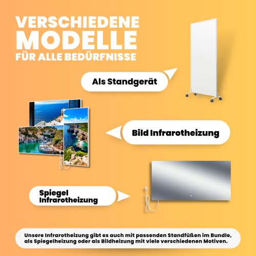 BR Bringer Infrarotheizung 1000 Watt - Infrarot Elektroheizung Energiesparend - 5 Jahre Garantie, TÜV GS - Deutsche Qualitätsmarke (weiß) – Bild 8