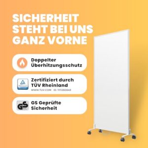 Alternative view of BR Bringer Infrarotheizung Standgerät - 300 Watt - Energiesparend - Mobile Elektroheizung mit Standfüßen auf Rollen - 5 Jahre Garantie, TÜV - Deutsche Qualitätsmarke (weiß)