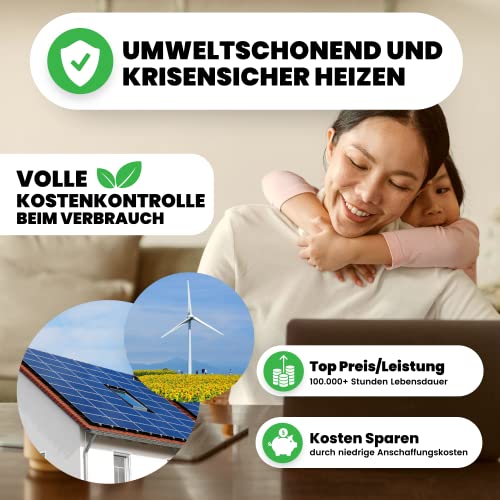 BR Bringer Infrarotheizung Standgerät - 300 Watt - Energiesparend - Mobile Elektroheizung mit Standfüßen auf Rollen - 5 Jahre Garantie, TÜV - Deutsche Qualitätsmarke (weiß) – Bild 4