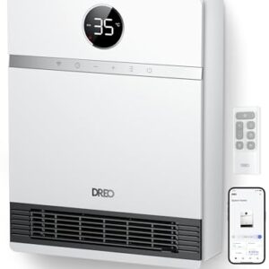 Dreo Smart Wandkonvektor, 30° Lüfterauslass, 2000W, einstellbarer Thermostat, Fernbedienung, Wochentimer, einfach zu montierende Heizung für den Innenbereich, kompatibel mit Alexa
