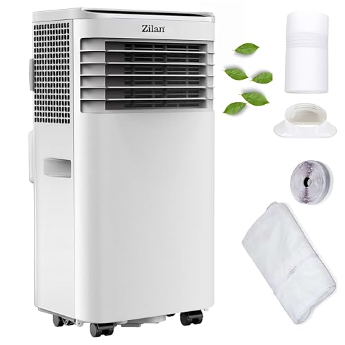Mobile Klimaanlage 9.000 BTU mit Abluftschlauch & Fensterabdichtung Klimaanlage Mobil 24H Timer - Kühlen Ventilator 300 m³/h Luftentfeuchter 1.2 l/h Mobiles Klimagerät leise mit Fernbedienung
