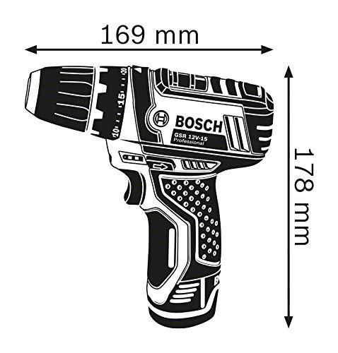 Bosch Professional 12V System Akku Bohrschrauber GSR 12V-15 (inkl. 2x 2.0Ah Akku, Ladegerät GAL 12V-20, 25-tlg.-Bit-Set, Werkzeugtasche) – Bild 3