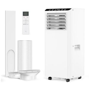 Tragbares Klimagerät 7000 BTU/H, tragbares Klimagerät 4-in-1, Ventilator, Entfeuchtung, Belüftung mit Fernbedienung, Dual-Digitalanzeige, 24-Stunden-Timer, Schlafmodus (7000-BTU)