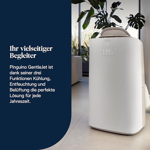 De'Longhi Pinguino GentleJet PAC AP98 mobile Klimaanlage, leise & tragbar, 11.500 BTU/h, für Räume bis zu 100m³, Entfeuchter, R290, A , 24 H Timer, Fernbedienung, 2.7kW, Klimagerät, Weiß – Bild 4