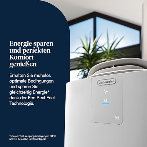 De'Longhi Pinguino GentleJet PAC AP98 mobile Klimaanlage, leise & tragbar, 11.500 BTU/h, für Räume bis zu 100m³, Entfeuchter, R290, A , 24 H Timer, Fernbedienung, 2.7kW, Klimagerät, Weiß – Bild 5