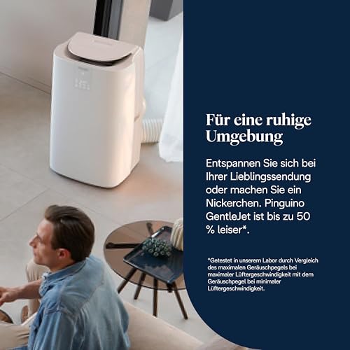 De'Longhi Pinguino GentleJet PAC AP98 mobile Klimaanlage, leise & tragbar, 11.500 BTU/h, für Räume bis zu 100m³, Entfeuchter, R290, A , 24 H Timer, Fernbedienung, 2.7kW, Klimagerät, Weiß – Bild 6