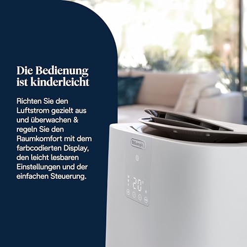 De'Longhi Pinguino GentleJet PAC AP98 mobile Klimaanlage, leise & tragbar, 11.500 BTU/h, für Räume bis zu 100m³, Entfeuchter, R290, A , 24 H Timer, Fernbedienung, 2.7kW, Klimagerät, Weiß – Bild 7