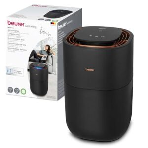 Beurer LB 300 Plus Luftbefeuchter mit energieeffizienter Kaltverdunstungstechnologie, farbiger Luftfeuchtigkeitsindikator, hygienische Filtertrocknungsfunktion, für Räume bis ca. 45m²