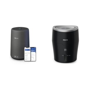 Philips 800i Serie Kompakt-Luftreiniger & Philips Series 2000 Luftbefeuchter – für Räume bis 40 m², mit NanoCloud-Technologie, 3 Geschwindigkeitsstufen, Sleep-Modus, 2-Liter-Tank