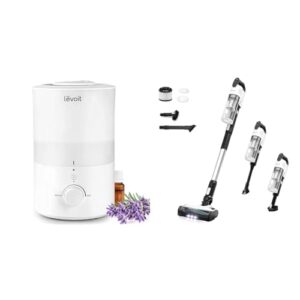 LEVOIT Dual 150 3L Luftbefeuchter mit Nachtlicht für Kinderzimmer und Schlafzimmer LEVOIT Akku Staubsauger mit Tierhaardüse, Anti-Haar-Verwicklung, max 50min Laufzeit