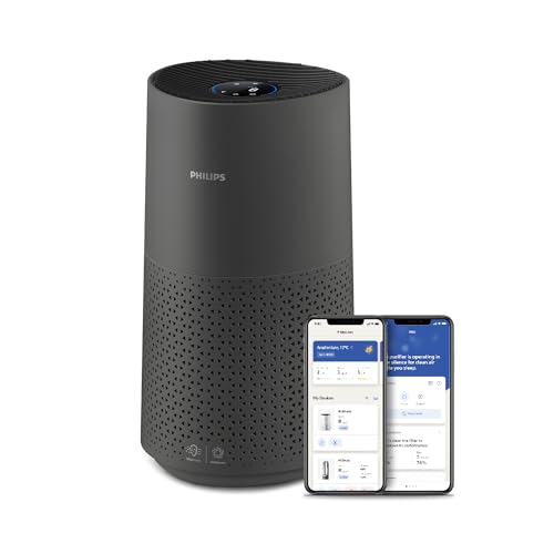 Philips Luftreiniger der Serie 1000i, Entfernt Keime, Staub und Allergene in Räumen bis zu 78 m², Schlafmodus, Grau und Schwarz (AC1715/11)