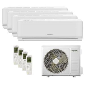Green Electric Plus Klimaanlage Quadri Split 9000 9000 9000 18000 BTU, Wi-Fi R32, Energieeffizienz A /A , 4 Innengeräte und 1 Außengerät, mit Fernbedienung, Geringer Stromverbrauch